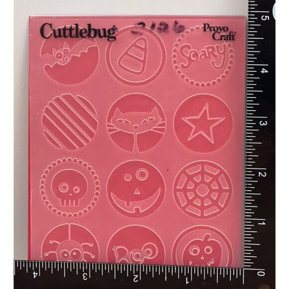 Cuttlebug Provo Craft Halloween Embossing Folder 2126 SPIDER CAT CANDY CORN BOO - Picture 2 of 3